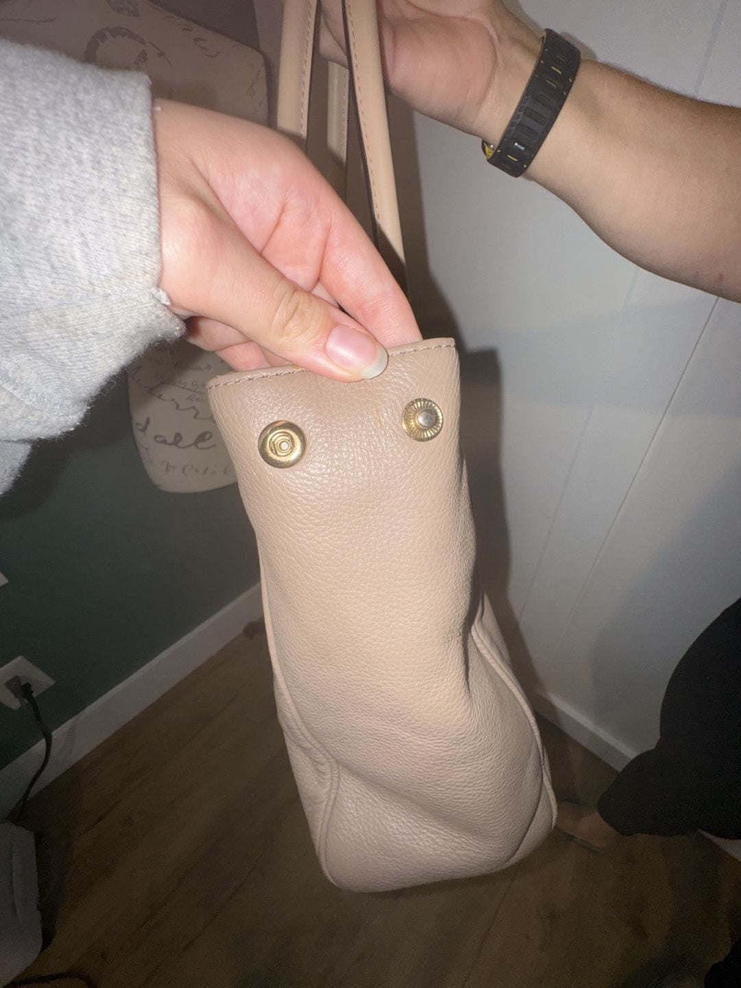 Michael Kors Leather Tote Bag Taupe Gold Hardware 9