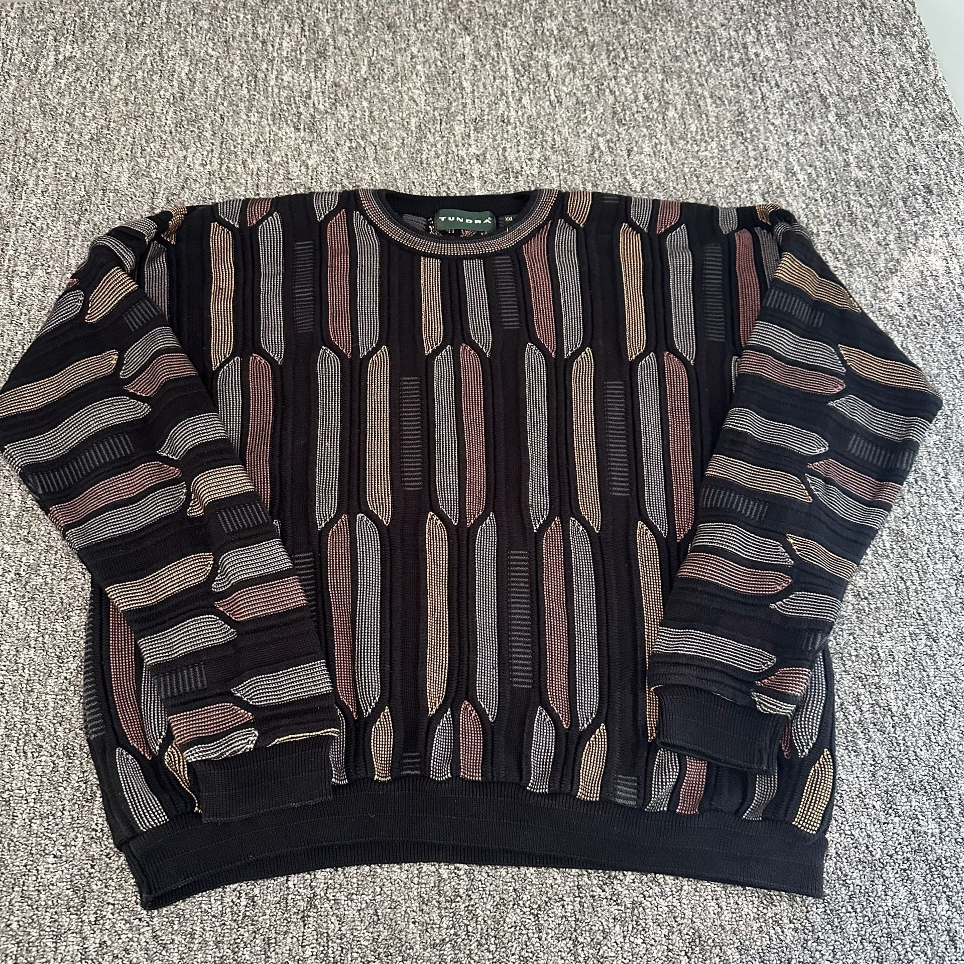 Tundra 3D Textured Knit Sweater Size XXL Vintage Coogi Style EUC 2