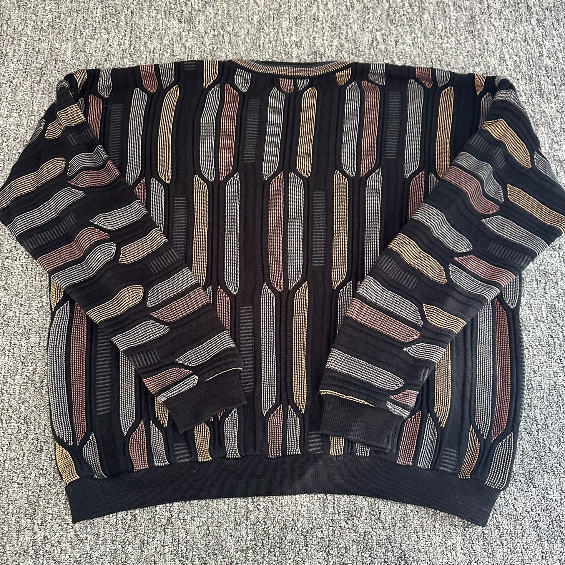 Tundra 3D Textured Knit Sweater Size XXL Vintage Coogi Style EUC 11