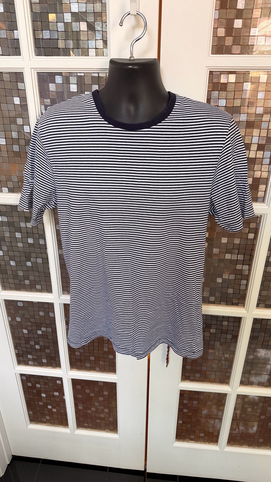 Zara Essentials Striped T-Shirt Size L Black White Relaxed Fit 2