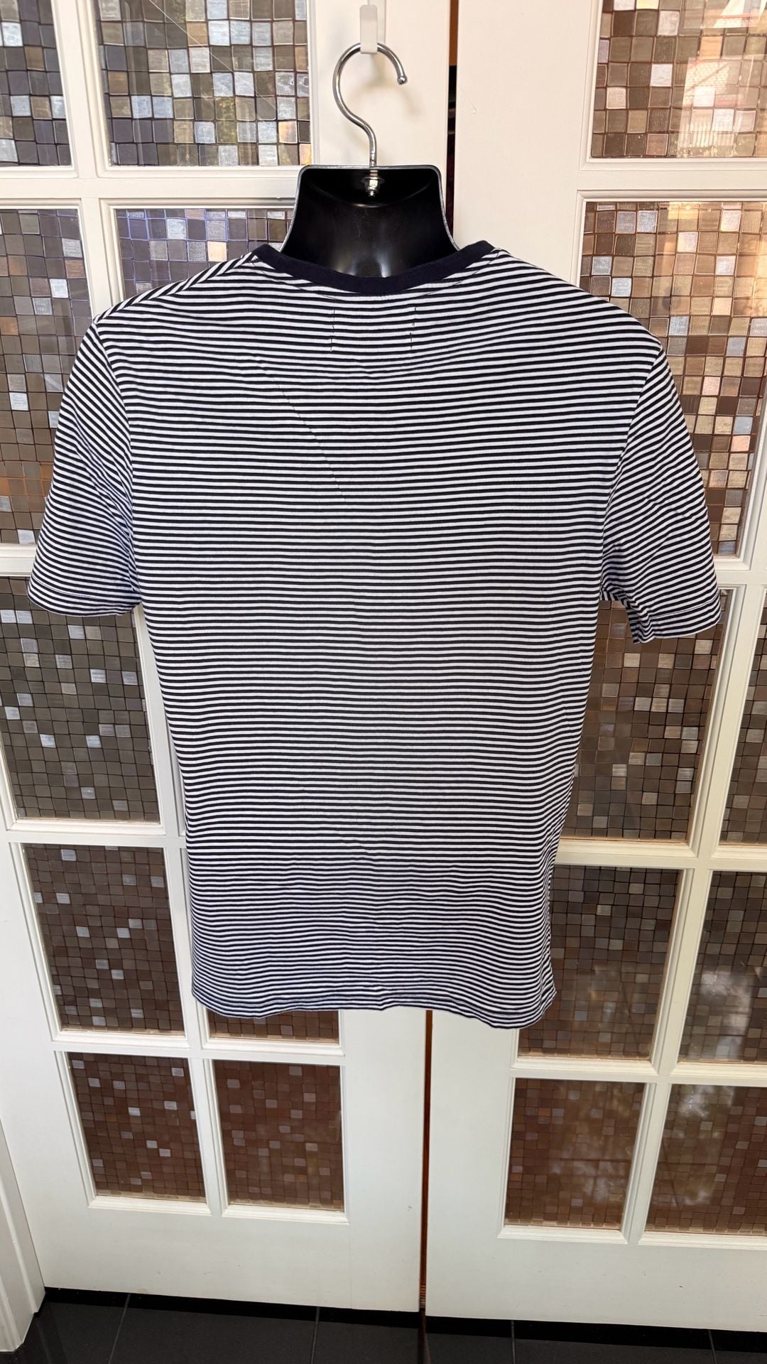 Zara Essentials Striped T-Shirt Size L Black White Relaxed Fit 3