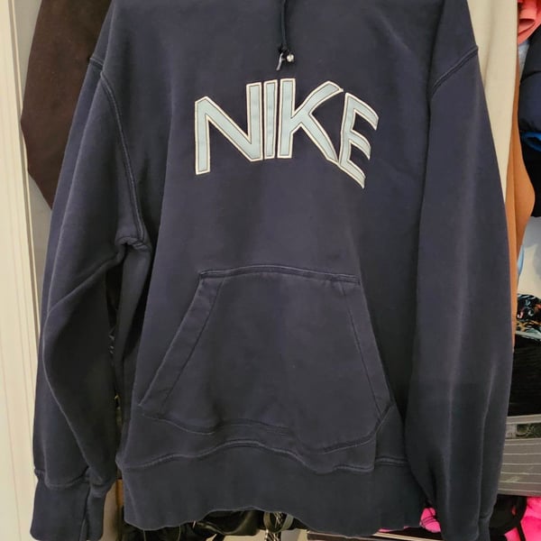 Nike Vintage Y2K Navy Blue Embroidered Hoodie Medium