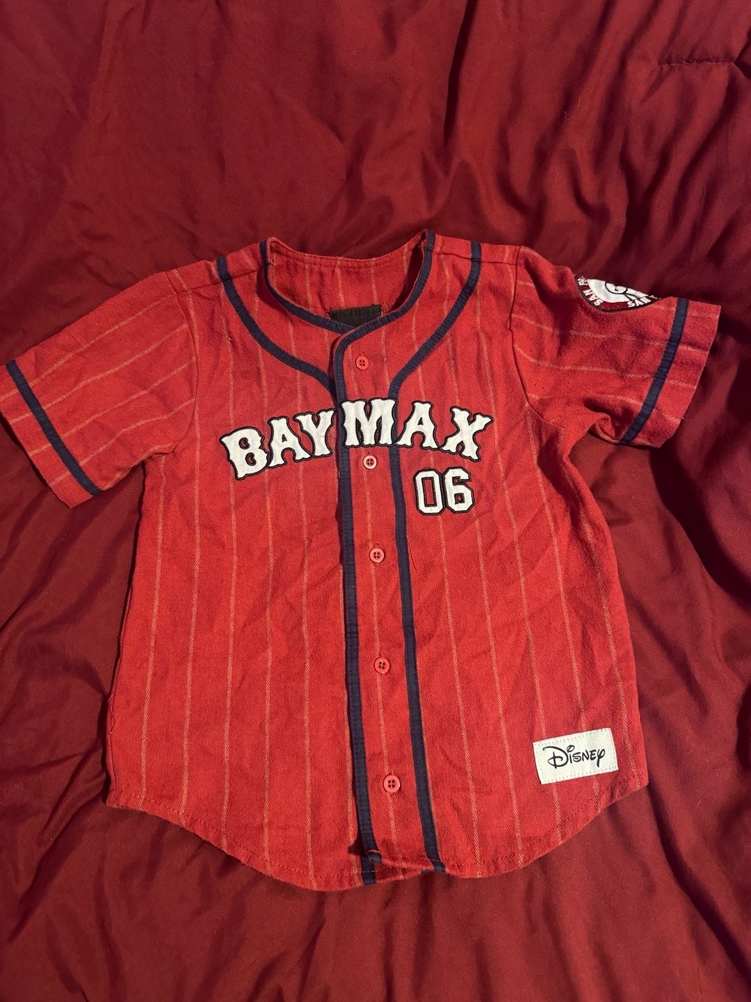 Disney Big Hero 6 Baymax Baseball Jersey Size 3T Red 4