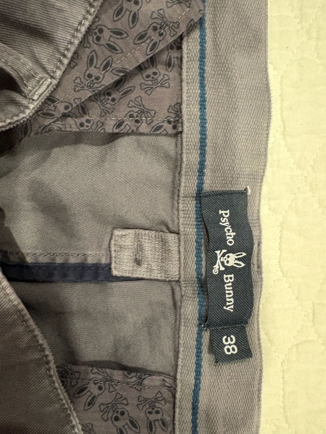 Psycho Bunny Men’s Gray Stretch Chino Pants Size 38 Zip Back Pockets 8