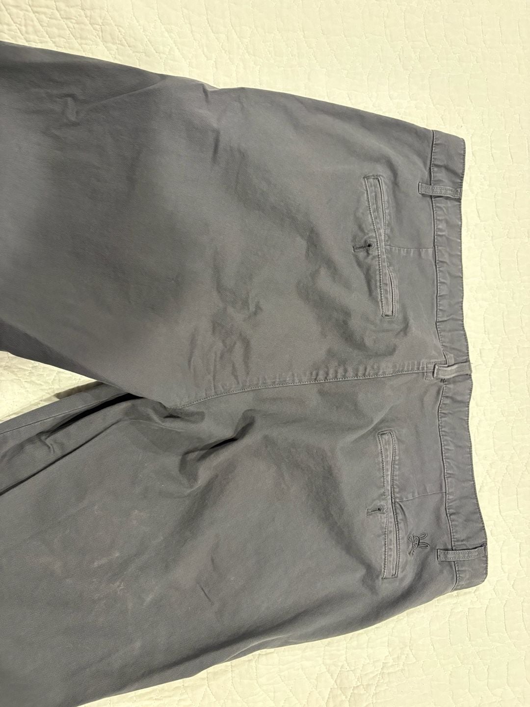 Psycho Bunny Men’s Gray Stretch Chino Pants Size 38 Zip Back Pockets 14