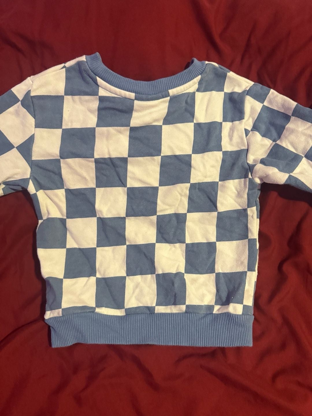 Member's Mark Playwear Sweatshirt Size 3T Blue White Checkered 2