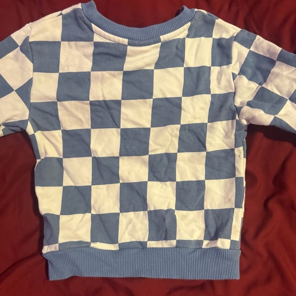 Member's Mark Playwear Sweatshirt Size 3T Blue White Checkered