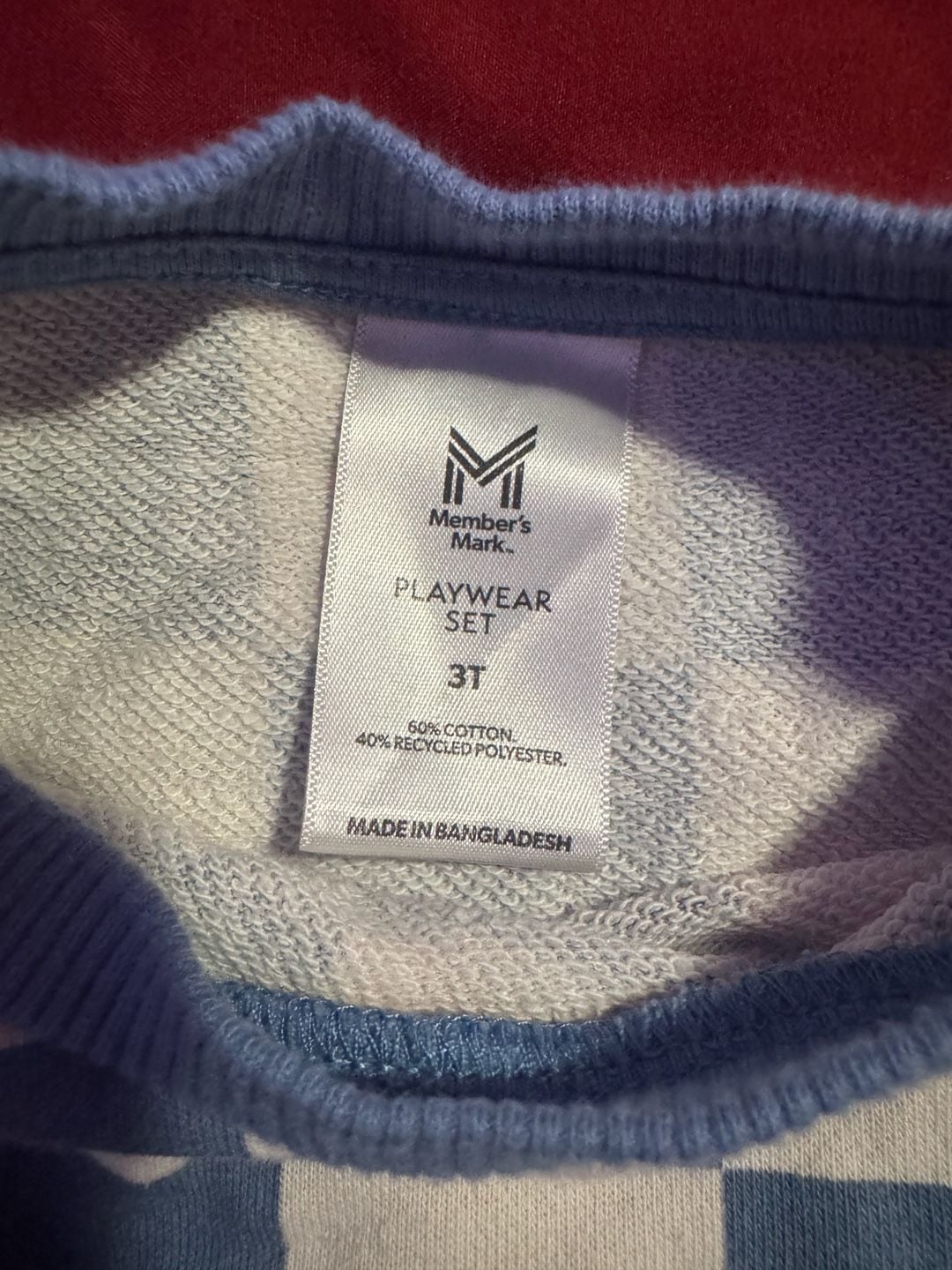 Member's Mark Playwear Sweatshirt Size 3T Blue White Checkered 3