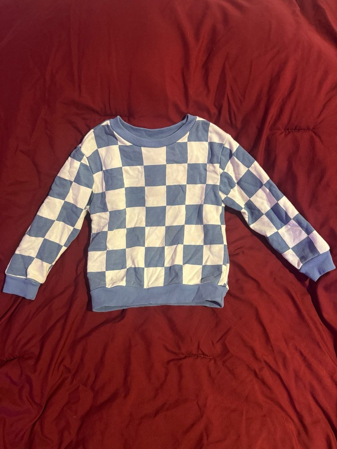 Member's Mark Playwear Sweatshirt Size 3T Blue White Checkered 4