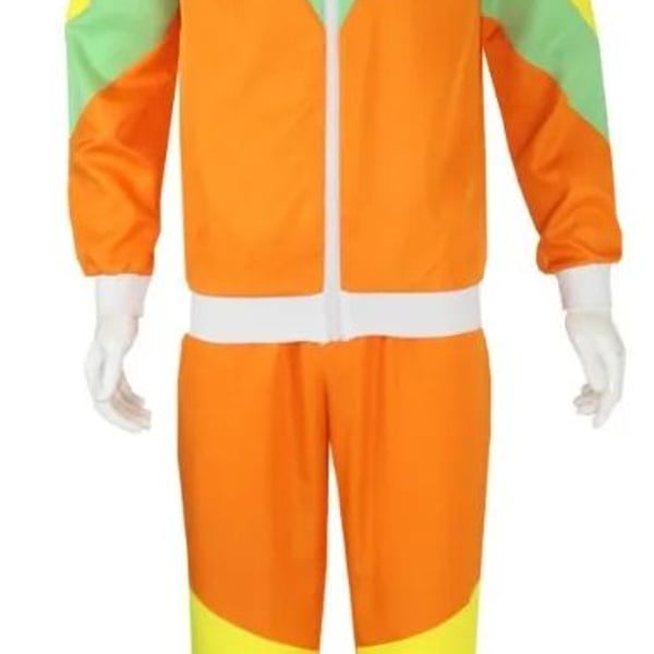Unbranded 80s Retro Tracksuit Size L Orange Green Yellow Colorblock