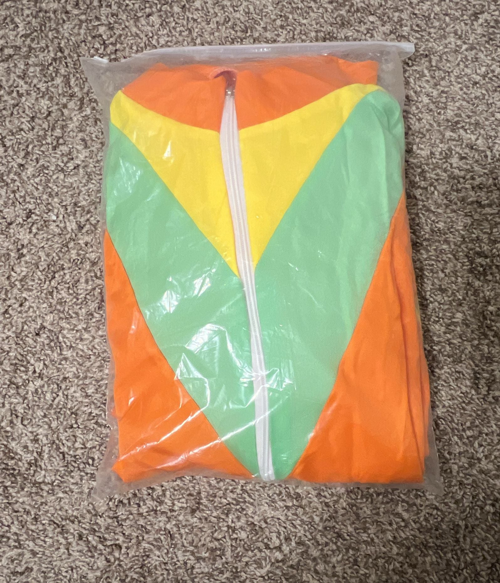 Unbranded 80s Retro Tracksuit Size L Orange Green Yellow Colorblock 2