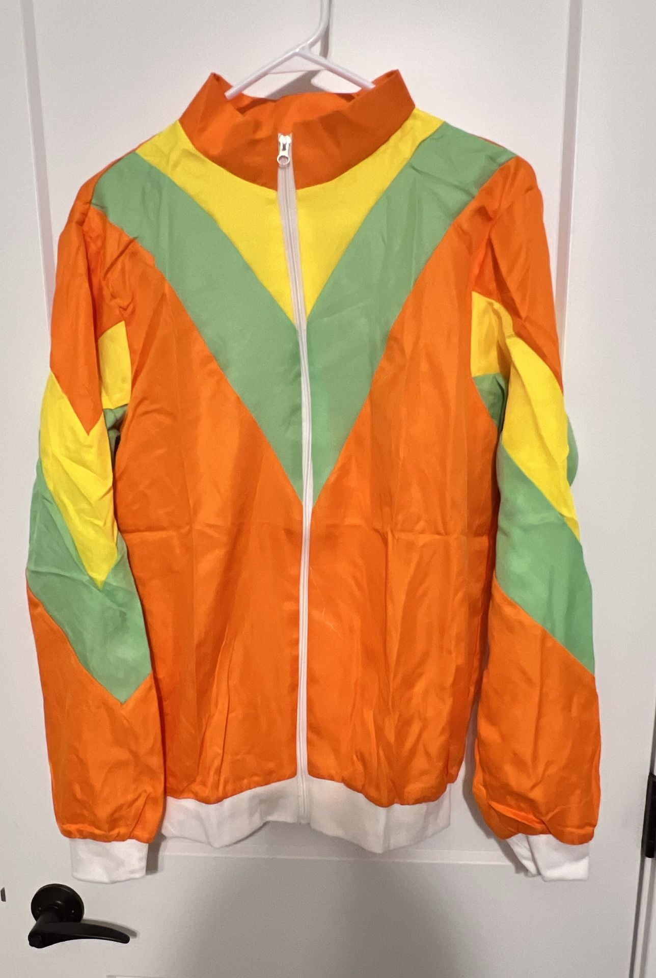Unbranded 80s Retro Tracksuit Size L Orange Green Yellow Colorblock 3