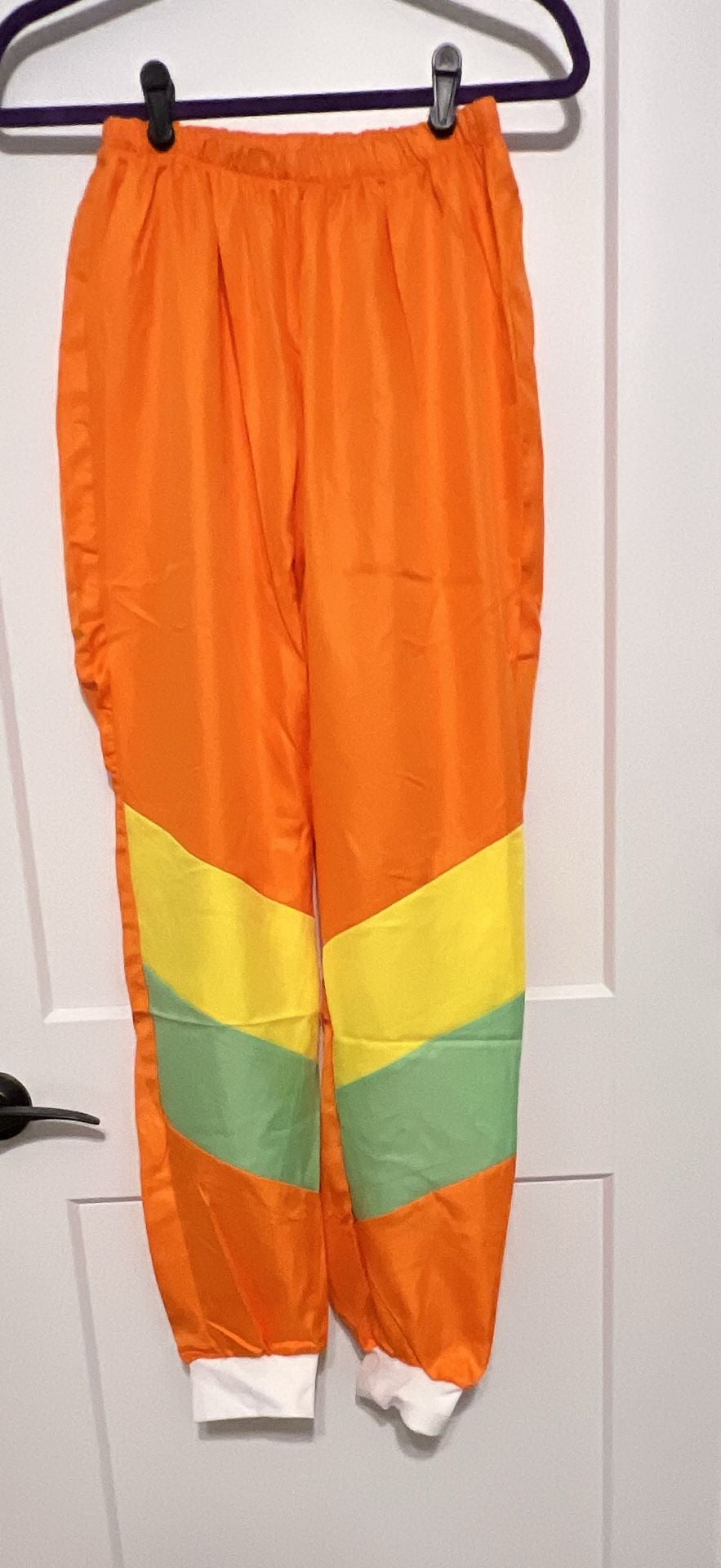 Unbranded 80s Retro Tracksuit Size L Orange Green Yellow Colorblock 4