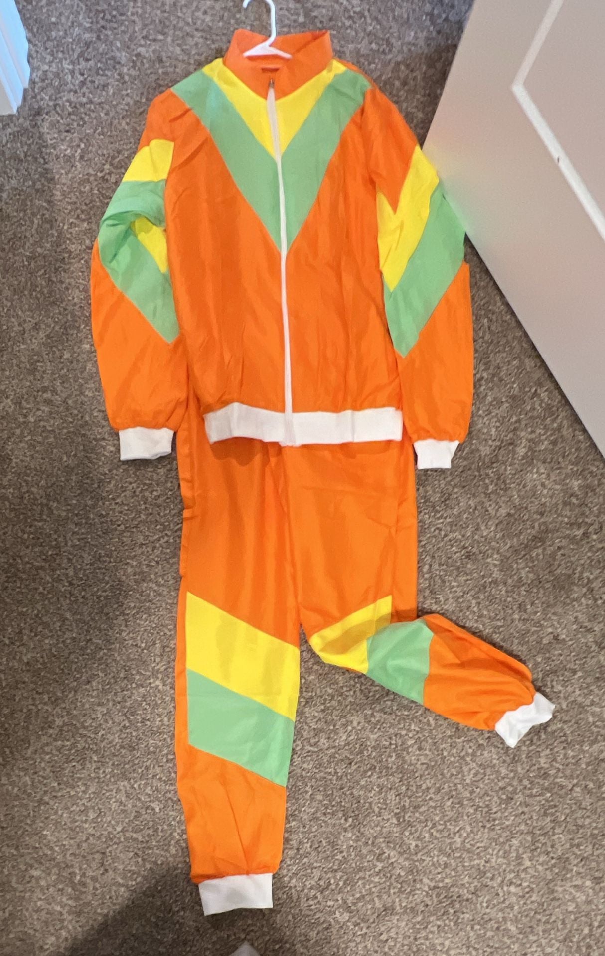 Unbranded 80s Retro Tracksuit Size L Orange Green Yellow Colorblock 7