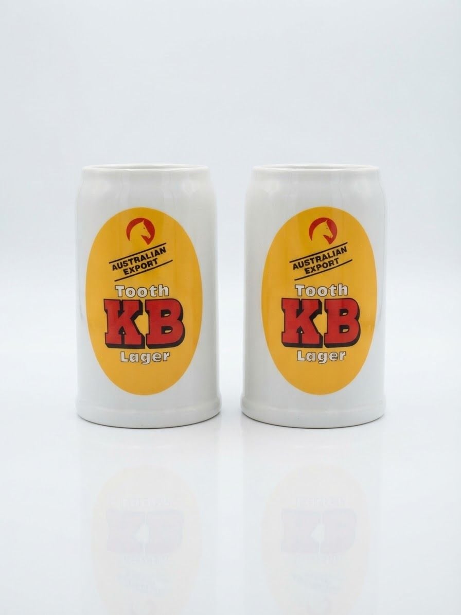 Cramarte Tooth KB Lager Ceramic Beer Mug Set Of 2 1