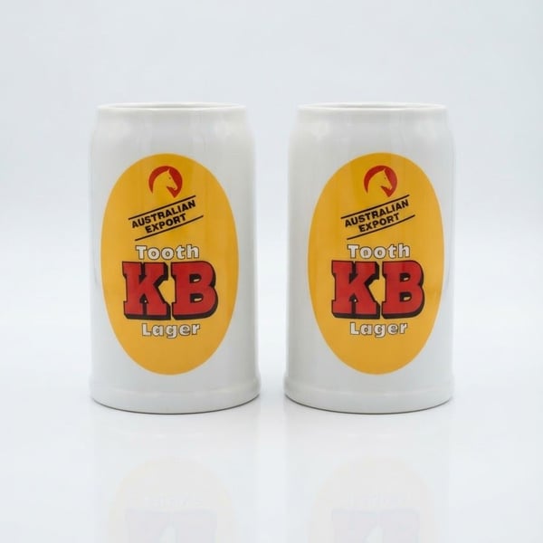 Cramarte Tooth KB Lager Ceramic Beer Mug Set Of 2
