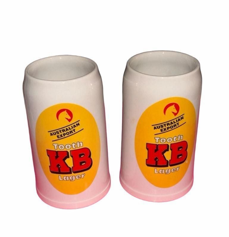 Cramarte Tooth KB Lager Ceramic Beer Mug Set Of 2 2