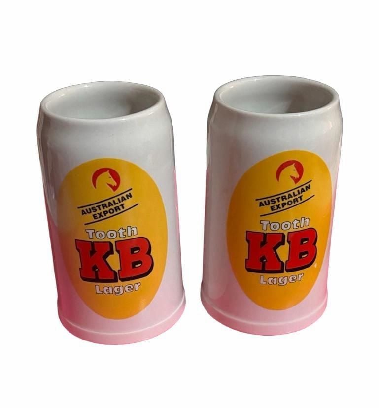 Cramarte Tooth KB Lager Ceramic Beer Mug Set Of 2 5