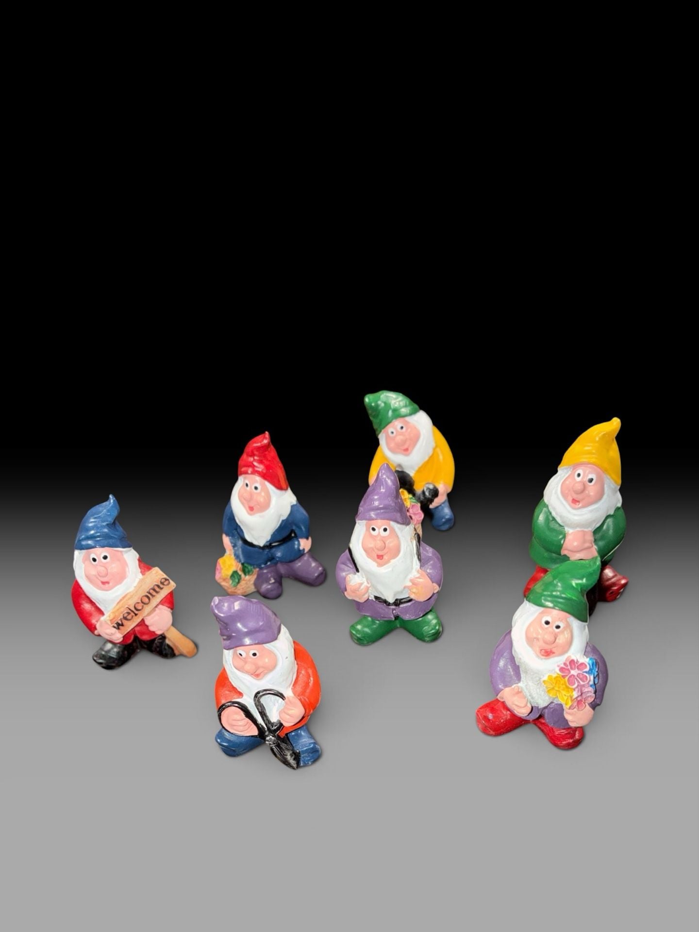 Unbranded Miniature Garden Gnome Figurines Set of 7 Resin Statues 1