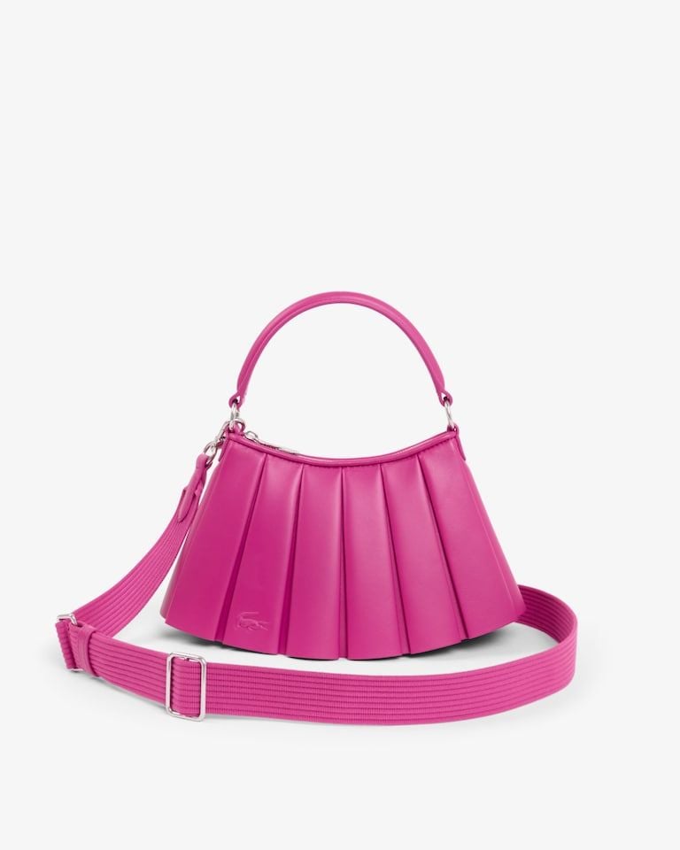 Lacoste Small Lenglen Leather Bag Pink Pleated Shoulder Bag NWT 2