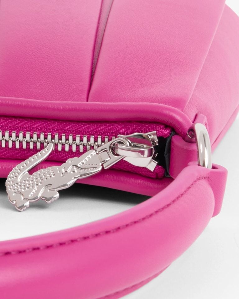 Lacoste Small Lenglen Leather Bag Pink Pleated Shoulder Bag NWT 5