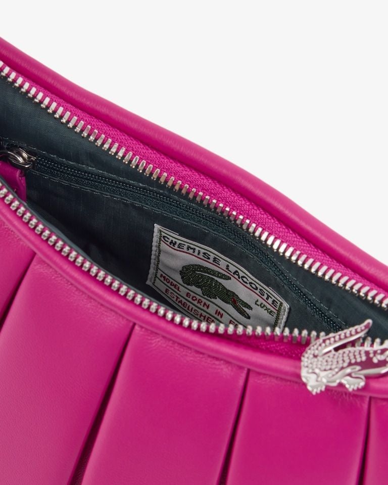 Lacoste Small Lenglen Leather Bag Pink Pleated Shoulder Bag NWT 7