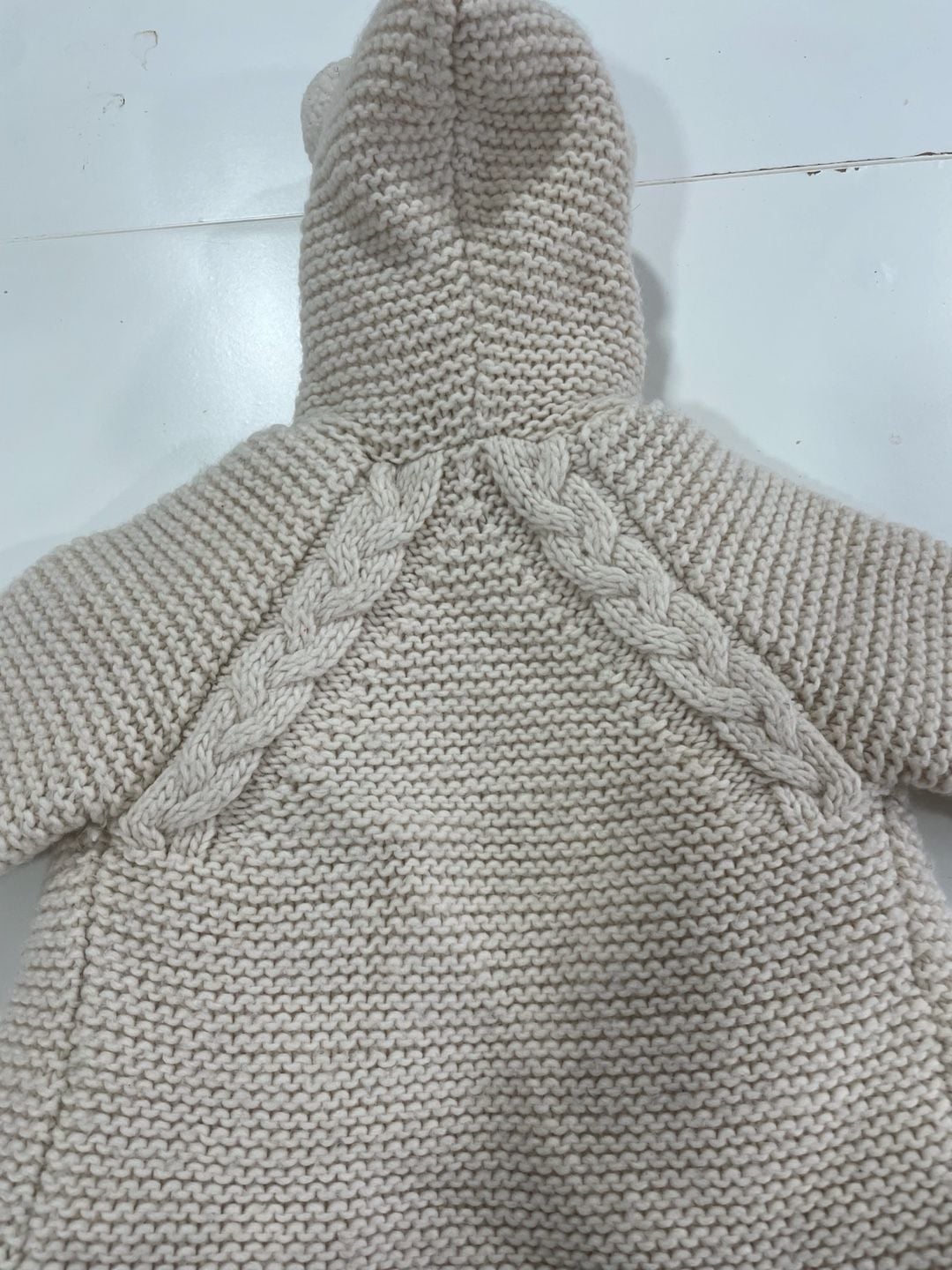 Zara Knitwear Hooded Cardigan Size 12-18 Months Beige Bear Ears 7