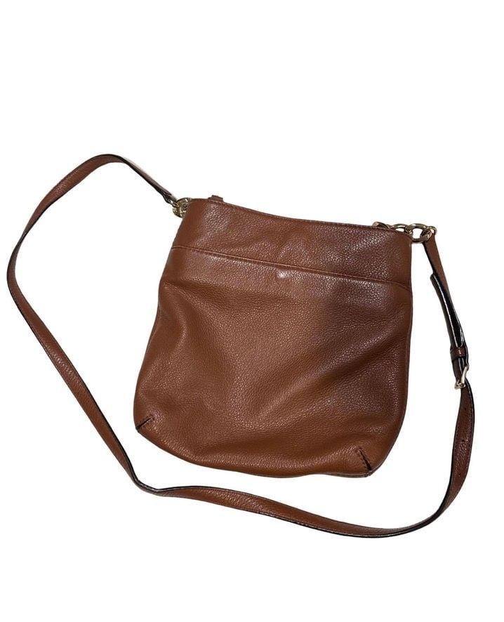 Michael Kors Brown Pebbled Leather Hamilton Crossbody Bag Gold Hardware 3
