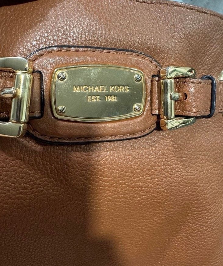 Michael Kors Brown Pebbled Leather Hamilton Crossbody Bag Gold Hardware 4