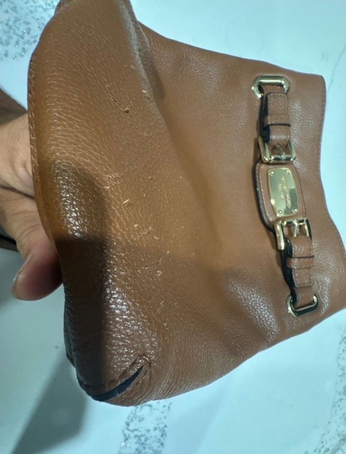 Michael Kors Brown Pebbled Leather Hamilton Crossbody Bag Gold Hardware 7