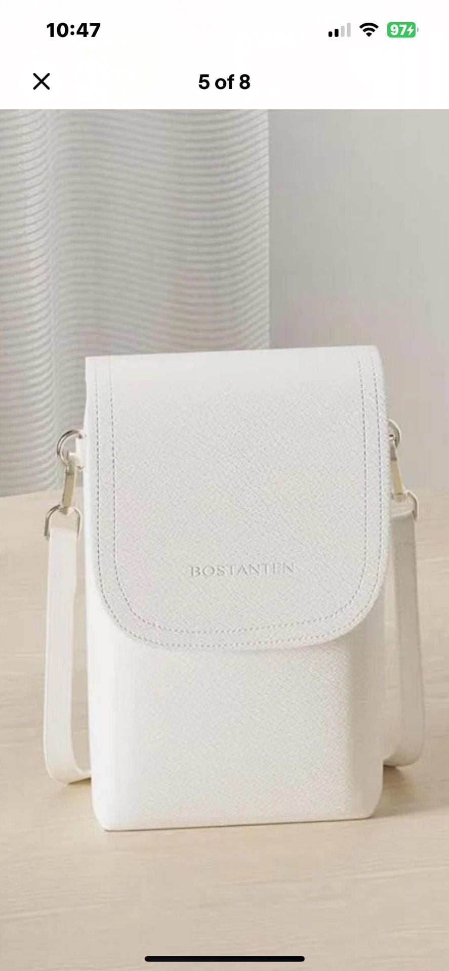 Bostanten Small Crossbody Bag White Vegan Leather Cell Phone Purse 2
