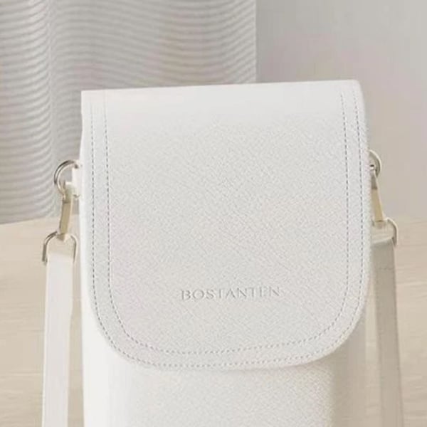 Bostanten Small Crossbody Bag White Vegan Leather Cell Phone Purse