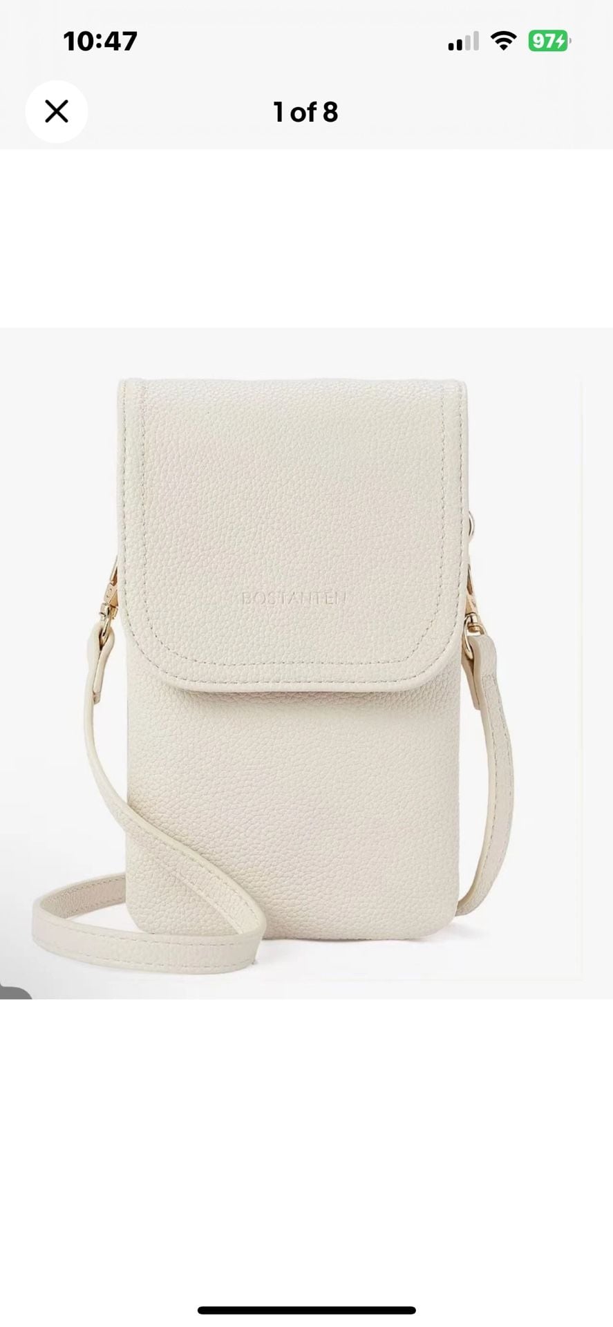 Bostanten Small Crossbody Bag White Vegan Leather Cell Phone Purse 4