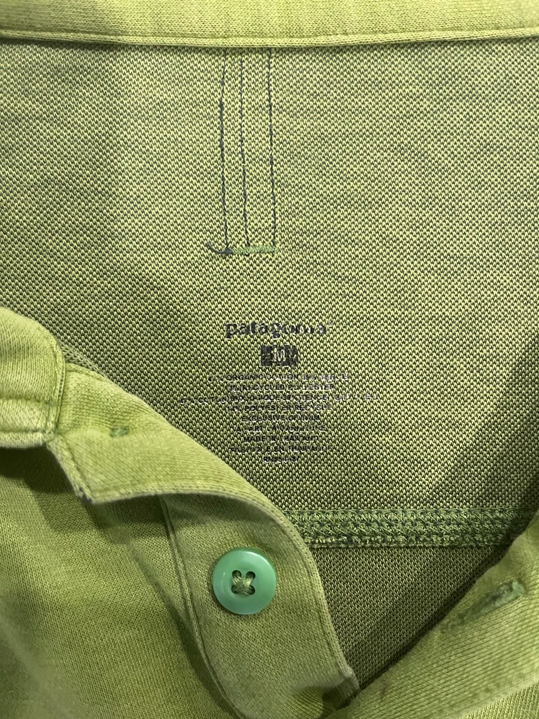 Patagonia Long Sleeve Polo Shirt Size M Green Pocket 3