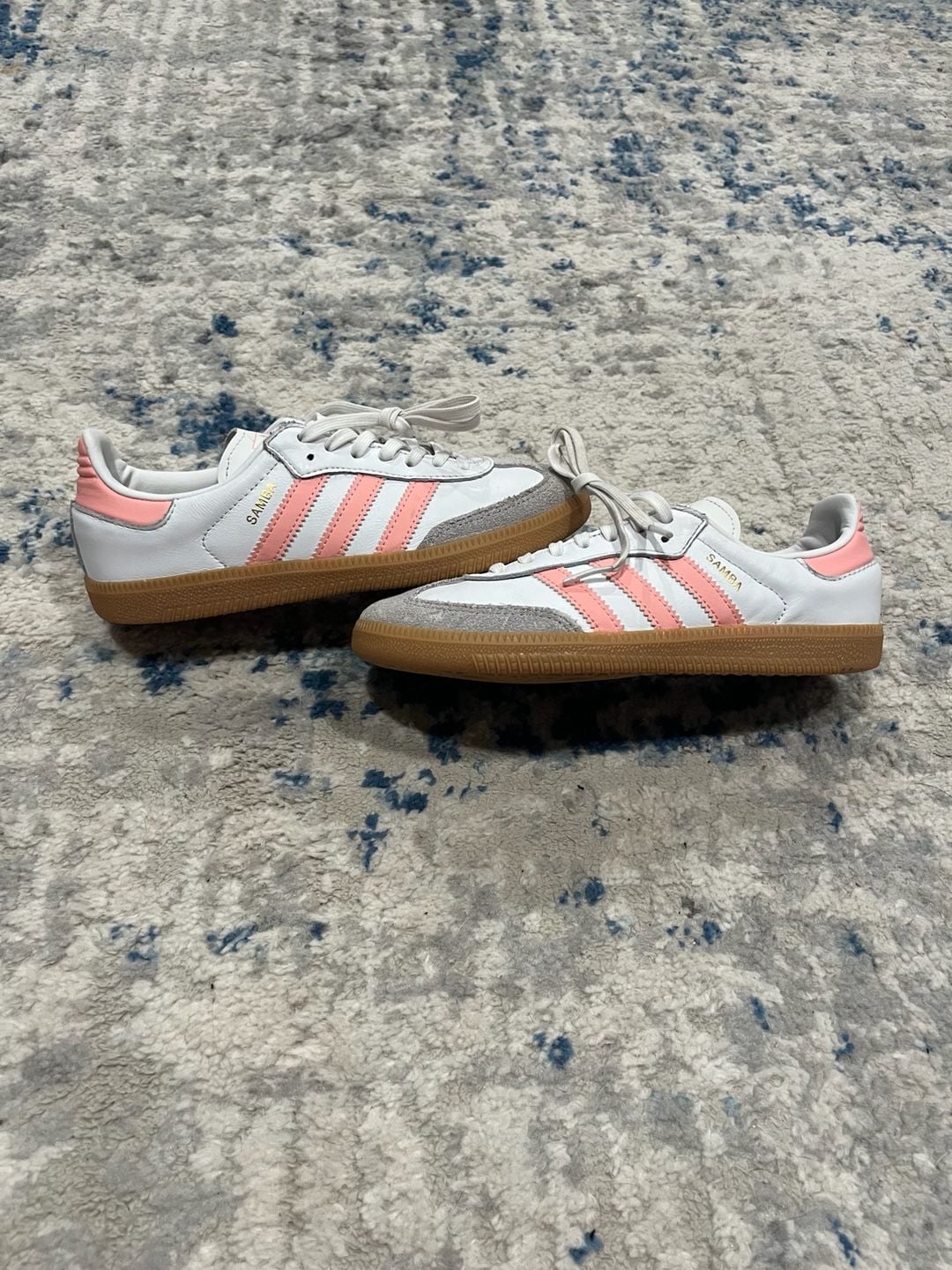 Kids Adidas Samba OG GS Size 3 White Pink Sneakers 2