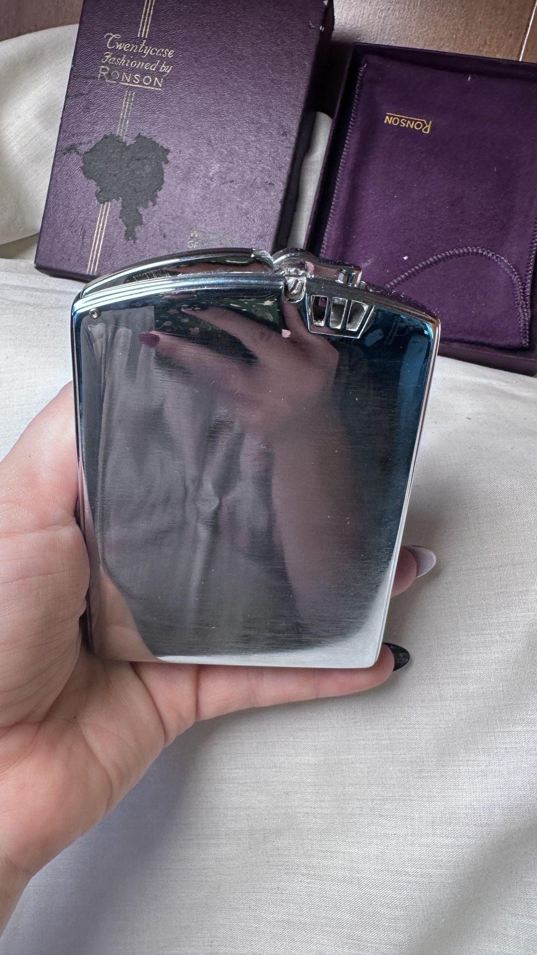 Ronson Twentycase Vintage Art Deco Combination Cigarette Case and Lighter with 5
