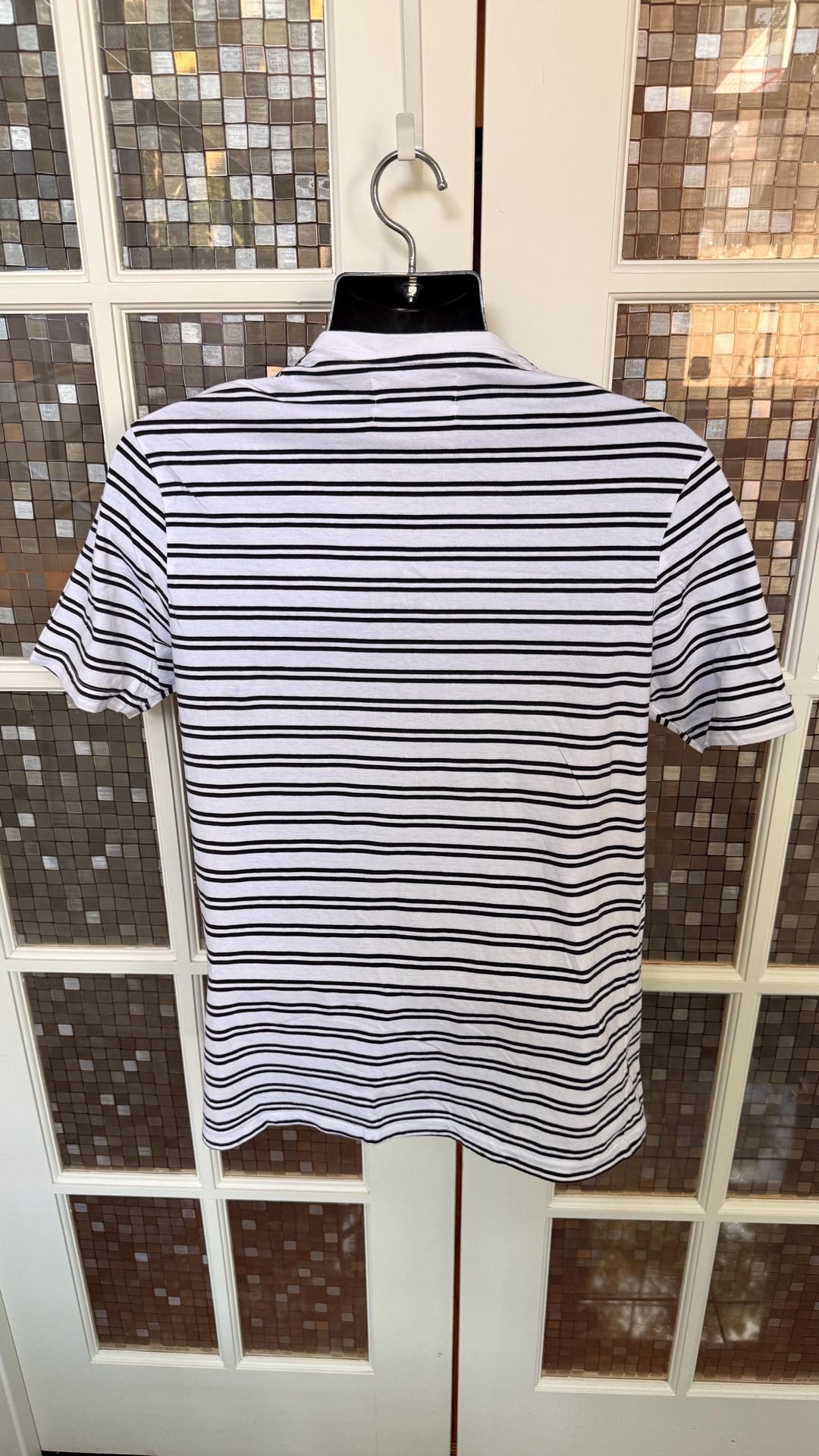 Zara Essentials Striped Relaxed Fit T-Shirt Size L Black White Short Sleeve 3