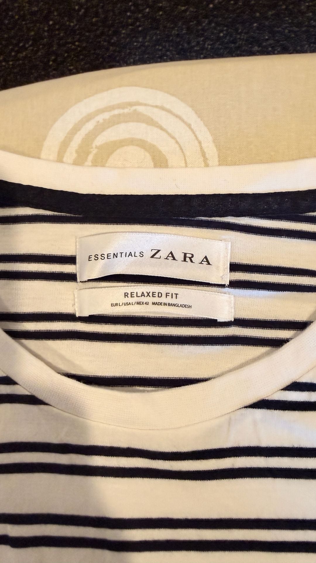 Zara Essentials Striped Relaxed Fit T-Shirt Size L Black White Short Sleeve 5