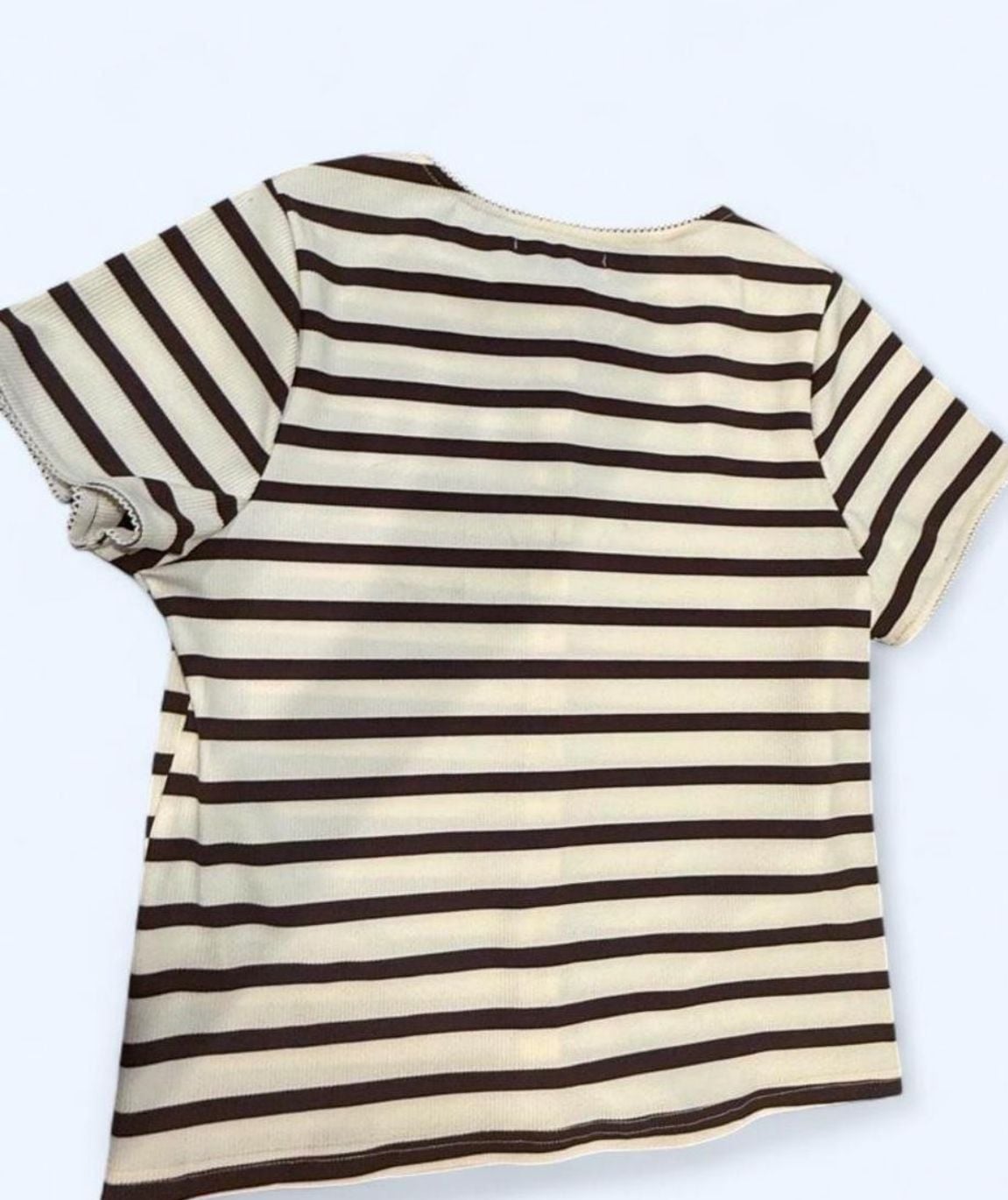 Princess Polly Marvella Button Up Top Beige Brown Stripe 7