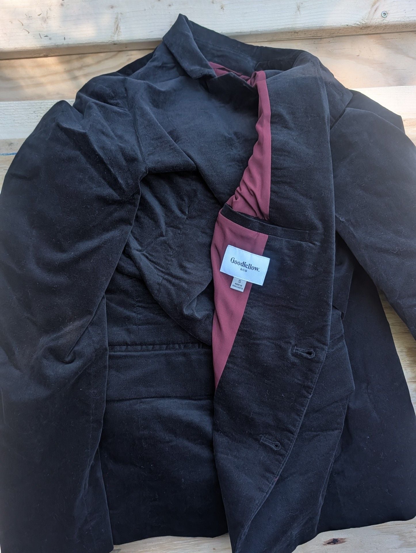 Goodfellow & Co Velvet Blazer Size S Black Sport Coat 1