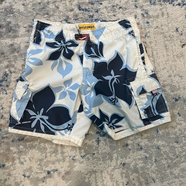Abercrombie & Fitch Swim Shorts Size S Blue Floral Cargo Trunks