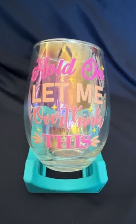 Hold On Let Me Overthink This Novelty Stemless Wine Glass Gift Box 2