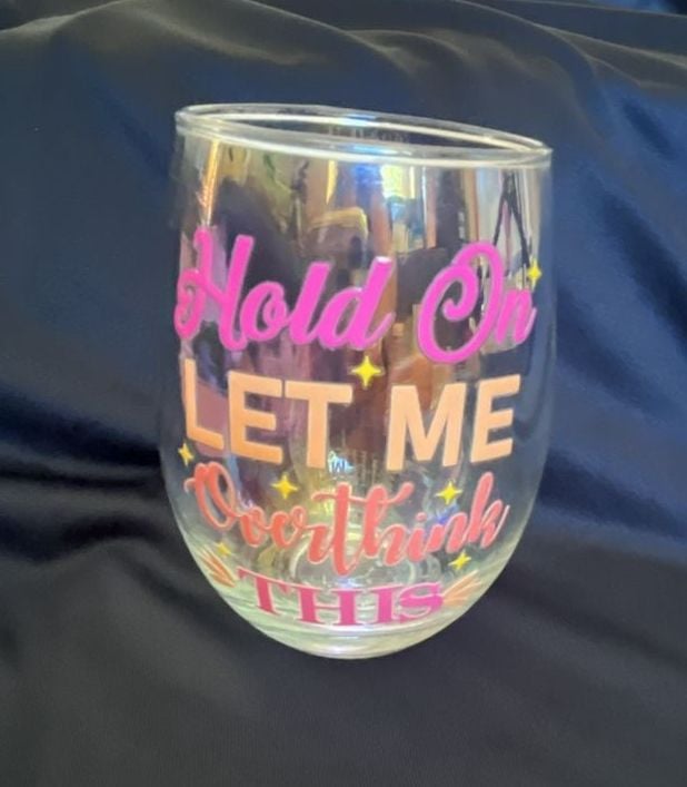 Hold On Let Me Overthink This Novelty Stemless Wine Glass Gift Box 3