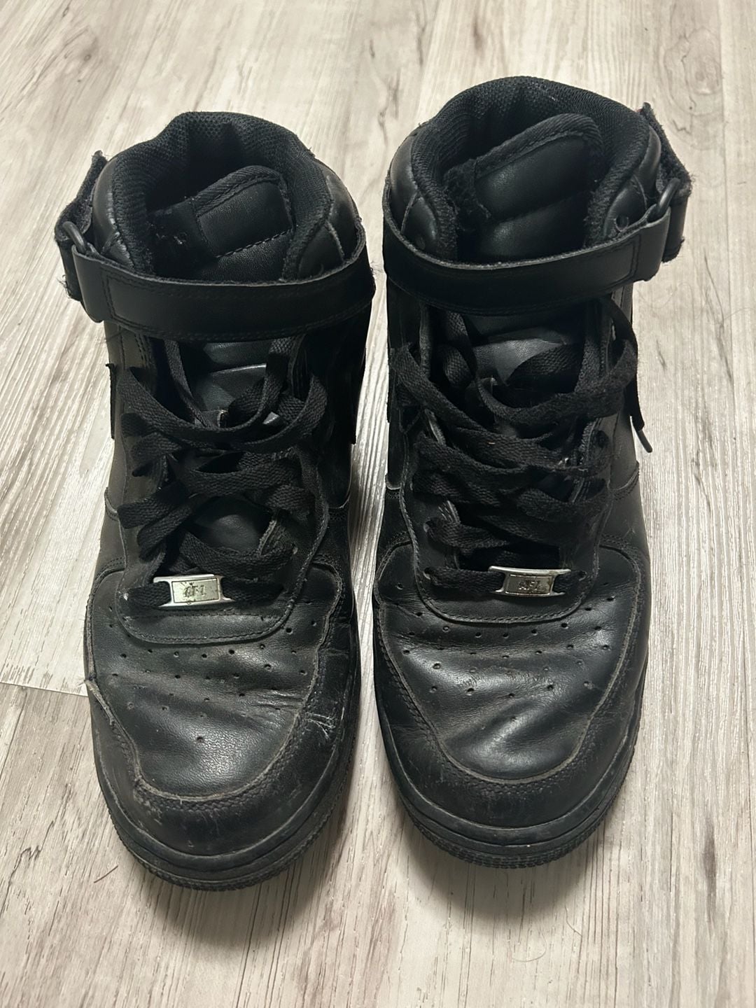 Nike Air Force 1 Mid Black Leather Sneakers 2