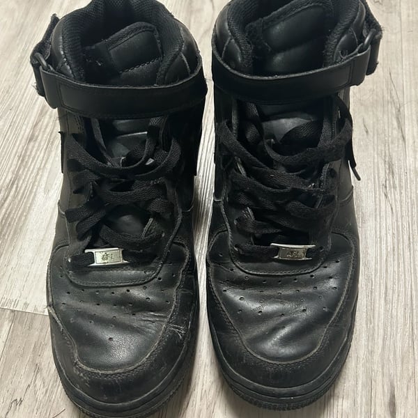 Nike Air Force 1 Mid Black Leather Sneakers