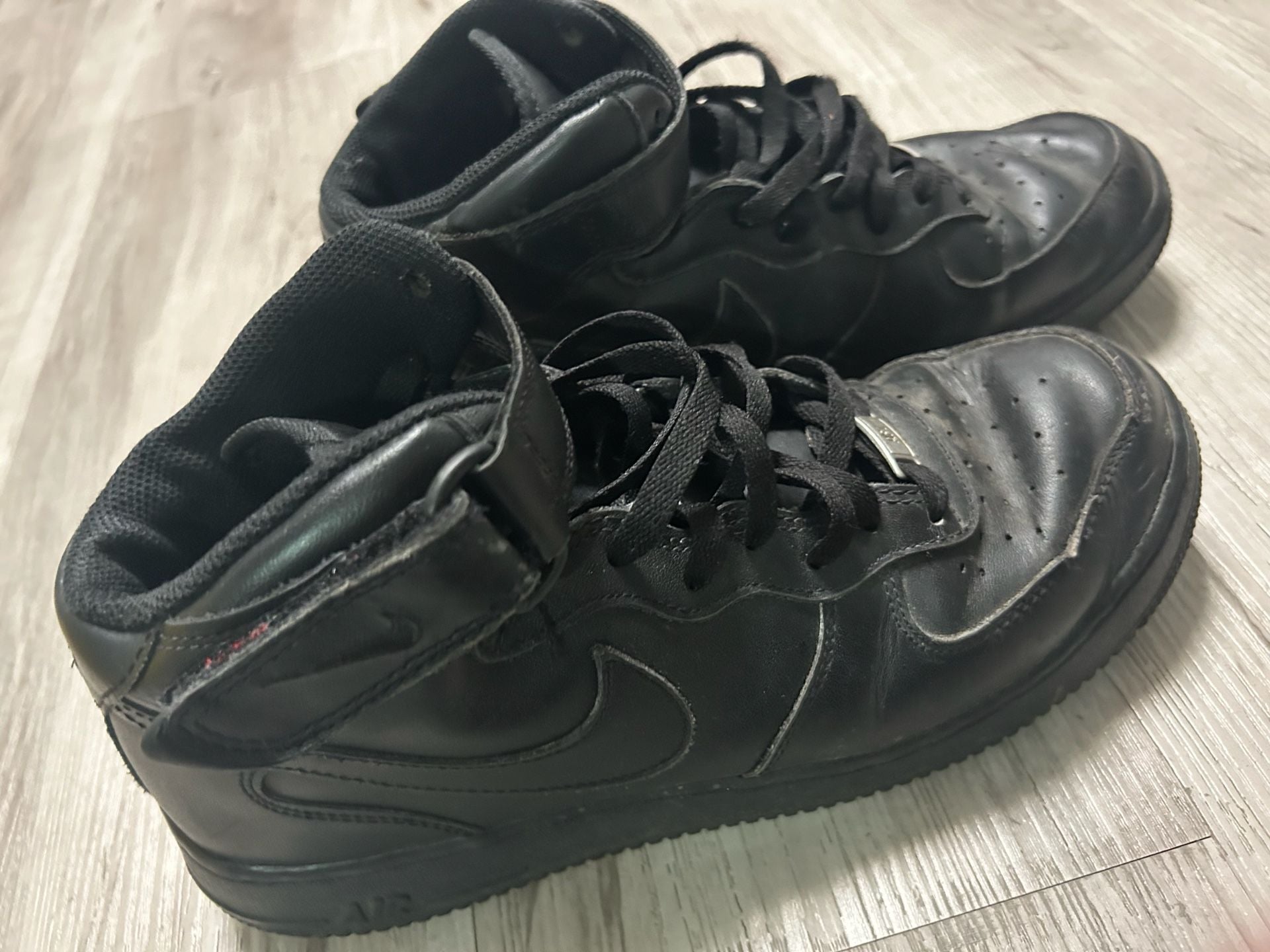 Nike Air Force 1 Mid Black Leather Sneakers 3