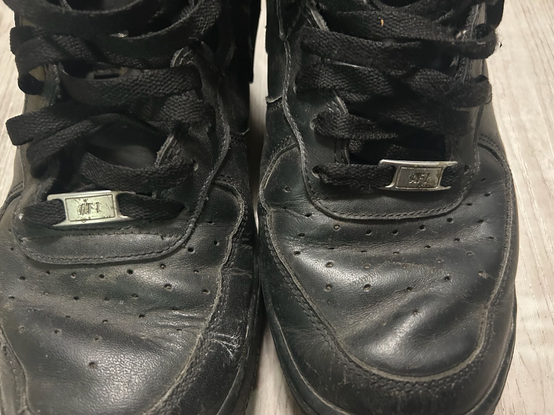 Nike Air Force 1 Mid Black Leather Sneakers 5