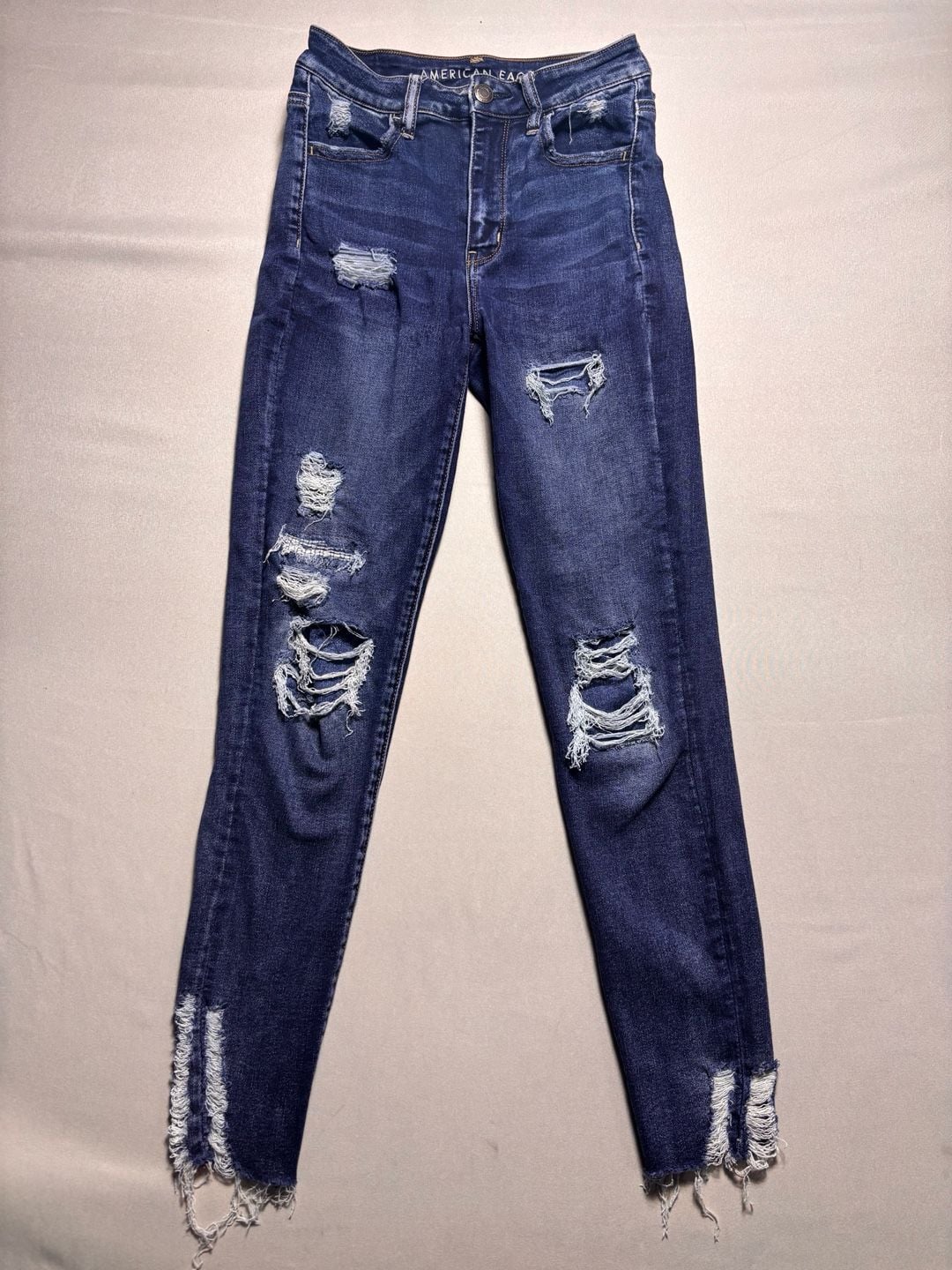 American Eagle Outfitters Next Level Stretch Dark Wash Ripped Skinny Jeans Size 2