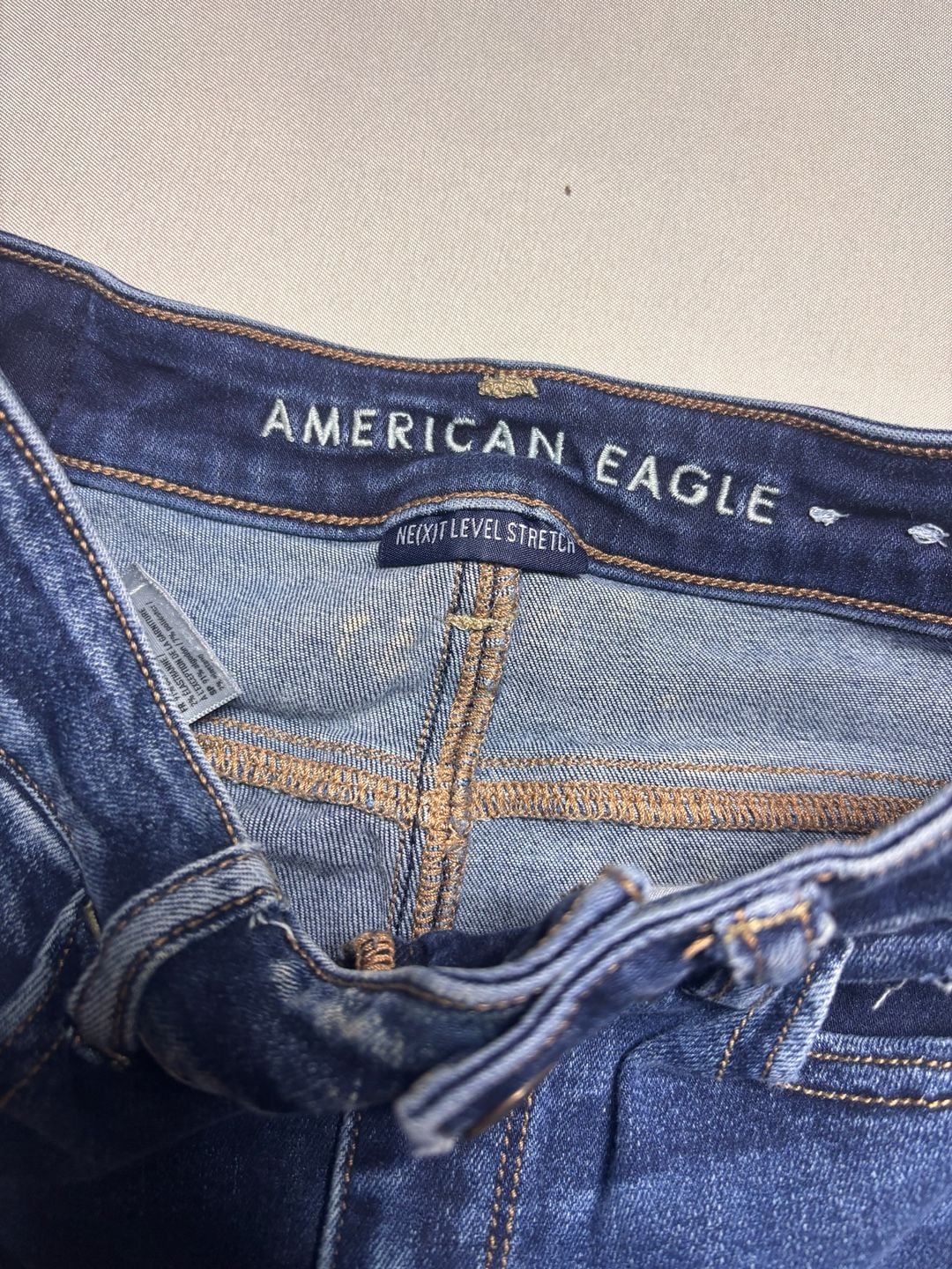 American Eagle Outfitters Next Level Stretch Dark Wash Ripped Skinny Jeans Size 7