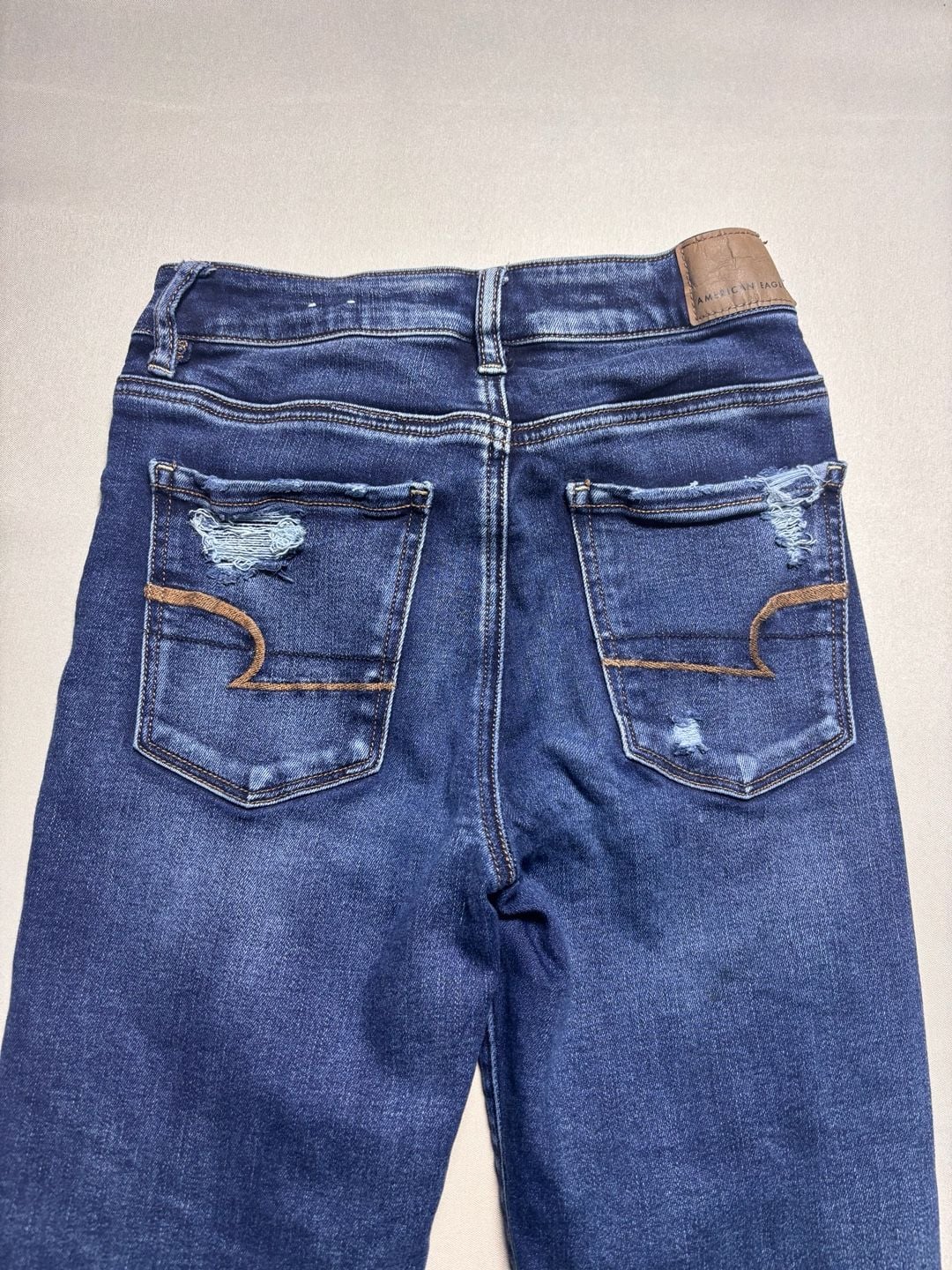 American Eagle Outfitters Next Level Stretch Dark Wash Ripped Skinny Jeans Size 11